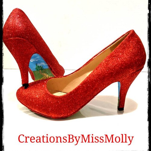 Sparkly Red Dorothy Wizard of Oz Inspired Shoes/ Red Glitter Etsy