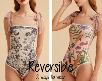 REVERSIBLE Badeanzug Badeanzug Badeanzüge Monokini floralen tropischen Badeanzüge zum Verkauf niedliche Badeanzüge für Frauen plus Größe ROPJOANNA