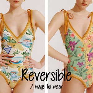 REVERSIBLE One piece swimsuit Swimsuit bathing suits monokini floral tropical swimsuits on sale cute swimsuits women plus size ROPKRISTINA