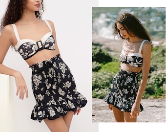 Shirred Skort Shop cute modest swim skirts and match our swimsuits swim skirts in vintage style and tropical floral skirts SKARIASHIRRED
