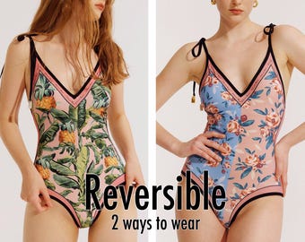 REVERSIBLE One piece swimsuit Swimsuit bathing suits monokini floral tropical swimsuits on sale cute swimsuits for women plus size ROPCLARA