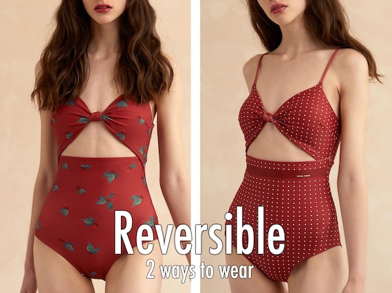 REVERSIBLE One piece swimsuit Swimsuit bathing suits monokini floral tropical swimsuits on sale cute swimsuits for women plus size ROPMIA