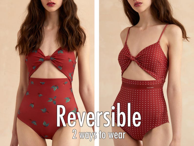 REVERSIBLE One piece swimsuit Swimsuit bathing suits monokini floral tropical swimsuits on sale cute swimsuits for women plus size ROPMIA image 1