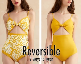 REVERSIBLE One piece swimsuit Swimsuit bathing suits monokini floral tropical swimsuits on sale cute swimsuits for women plus size ROPAMELIA