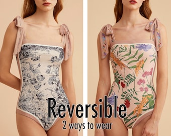 REVERSIBLE One piece swimsuit Swimsuit bathing suits monokini floral tropical swimsuits on sale cute swimsuits for women plus size ROPJOANNA