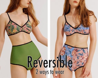 reversible bikini swimsuits bathing suits swimwear high waisted bikini high waist strapless bikini swimwear women cute low waist RBSCLARA