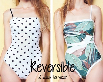 REVERSIBLE Badeanzug Badeanzug Badeanzüge Monokini floralen tropischen Badeanzüge Verkauf süße Badeanzüge für Frauen plus Größe ROPCAMILLIE