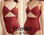 REVERSIBLE One piece swimsuit Swimsuit bathing suits monokini floral tropical swimsuits on sale cute swimsuits for women plus size ROPMIA
