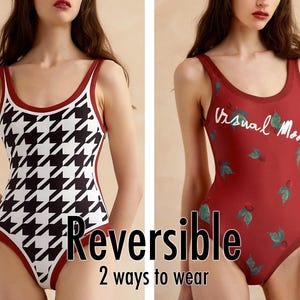 REVERSIBLE One piece swimsuit Swimsuit bathing suits monokini floral tropical swimsuits on sale cute swimsuits for women plus size ROPLENNON