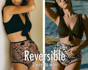 reversible bikini swimsuits bathing suits swimwear high waisted bikini high waist strapless bikini swimwear women cute low waist RBSHANNA