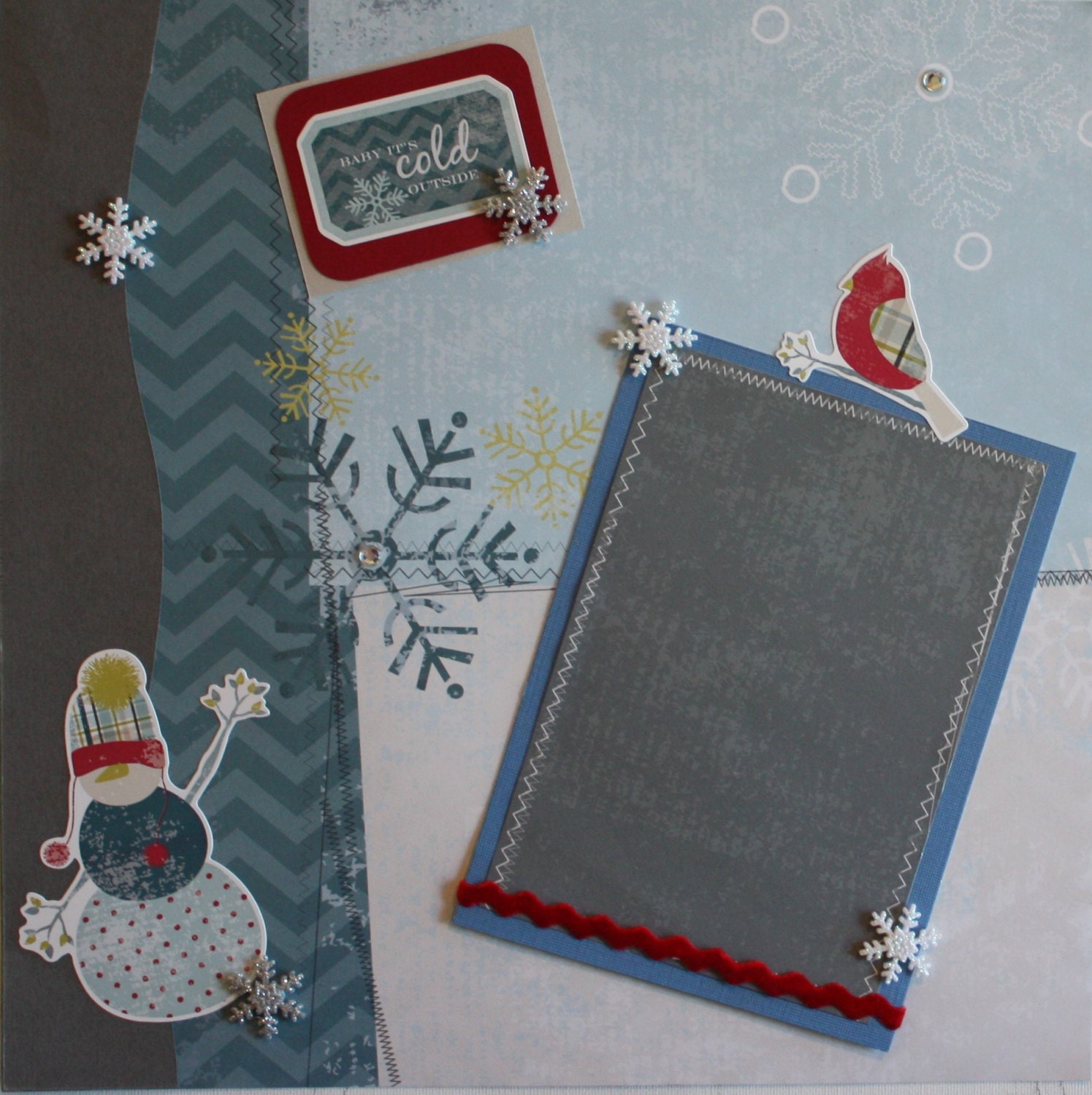 Winter Snow Scrapbook page double layout 12 x 12 scrapbook Etsy