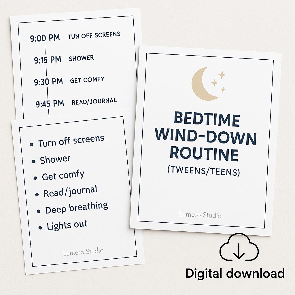 Bedtime Routine Chart for Teens Printable – Tween Night Wind Down ...