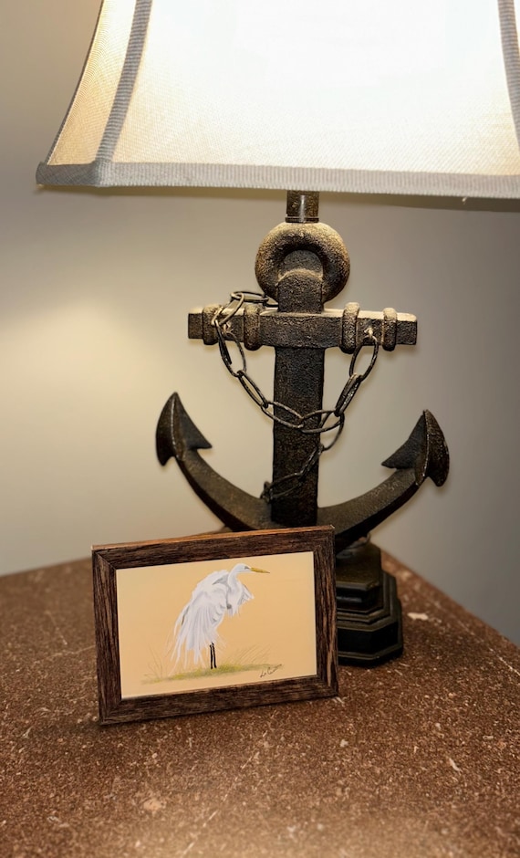 Framed Egret Art Print – 4x6 Wooden Frame, Cottagecore Bird Wall Decor