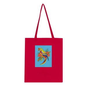 Parrot Tote Bag, Vibrant Multi-Colored Parrot in Tropical Colors, Perfect for Beach Trips or Everyday Use, Great Gift for Bird Lovers