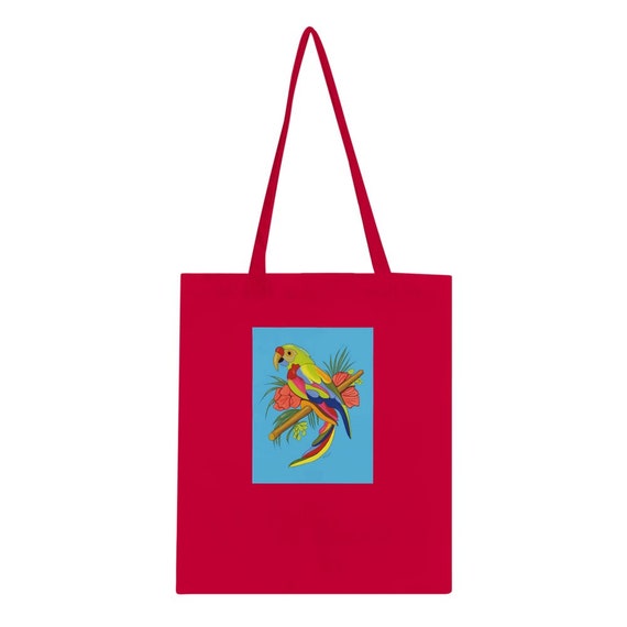 Parrot Tote Bag, Vibrant Multi-Colored Parrot in Tropical Colors, Perfect for Beach Trips or Everyday Use, Great Gift for Bird Lovers