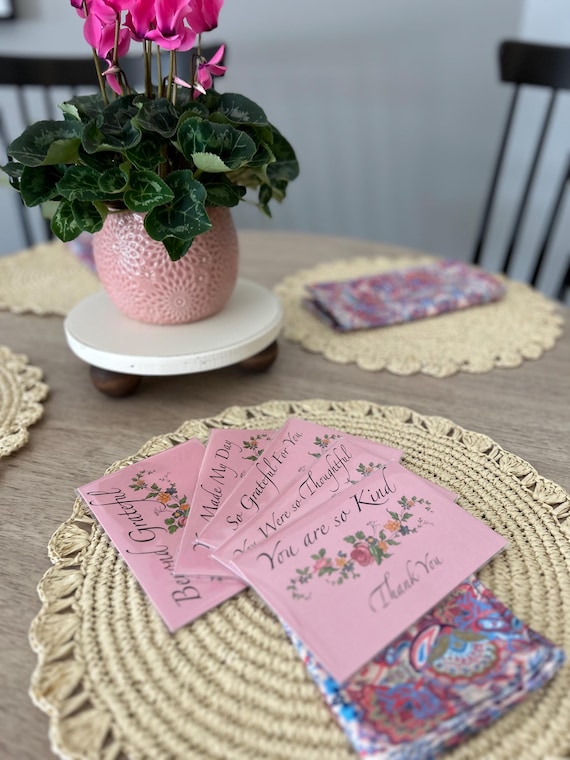 Elegant Pink Thank You Note Bundle - Add a Personal Touch with Blank Interiors  (4 cards)