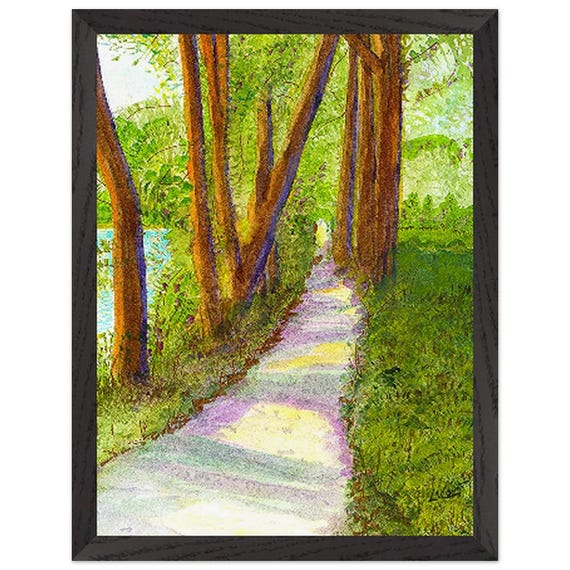 Serene Watercolor Woods: Tall Pines Lake Painting for Nature Enthusiasts