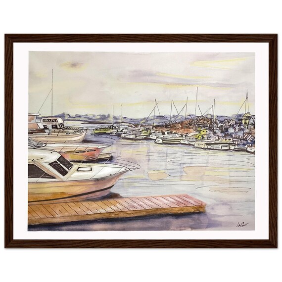 New Bern NC Harbor Print: Vintage Coastal Sailboat Art