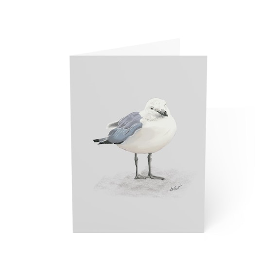 Charming Beach Note Card- Seagull illustration, envelope included