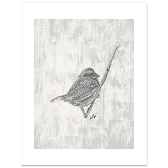 Songbird- Bird Painting Print - Unframed Art - White Border