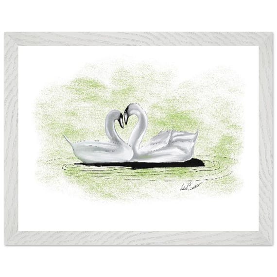 Graceful Swan Mounted Print - LaCount Anderson painting Collection - Chic Wall Decor- love is kindness theme