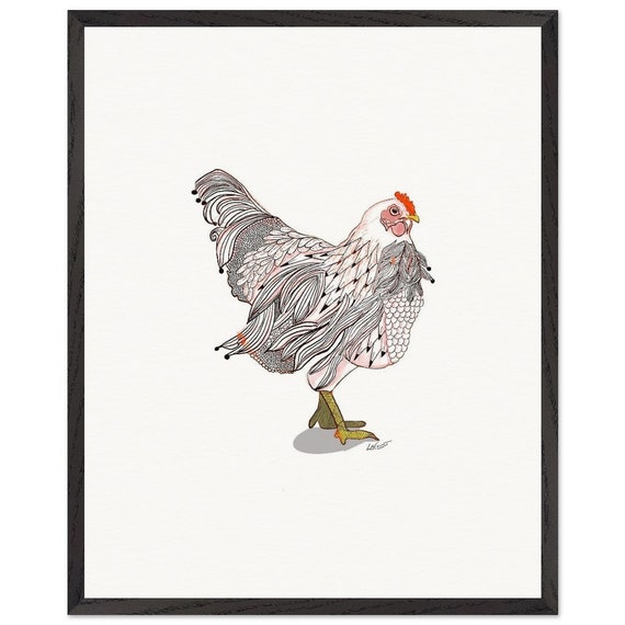 Whimsical Chicken Painting for the Poultry Enthusiast - Framed Wall Art