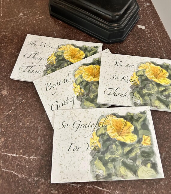 Hibiscus Thank You Card Pack - 4 Unique Designs, Endless Appreciation