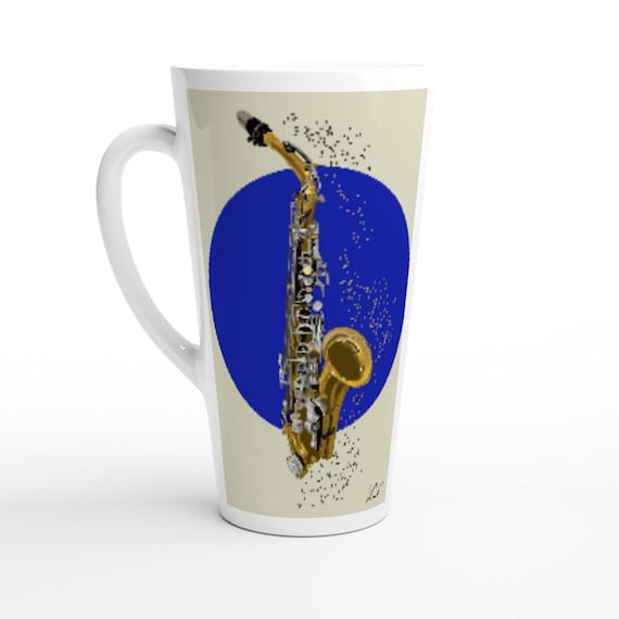 Saxophone 17oz Ceramic Mug – Jazz Music Lover Gift