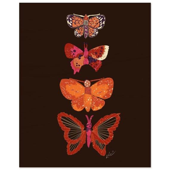 Multi Colored Butterfly Wood Print, Vibrant Nature Artwork for Home Decor, Perfect Gift for Nature Lovers and Art Enthusiasts