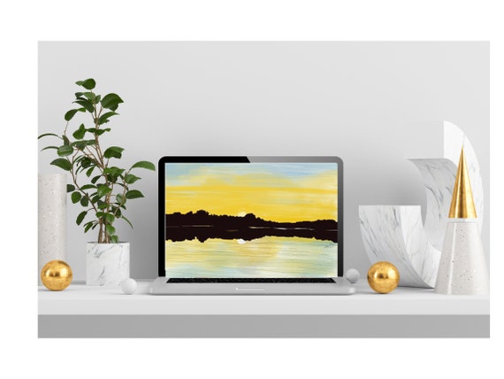 Framed Lake Wilson Sunset Print: Matted Eastern NC Watercolor Landscape