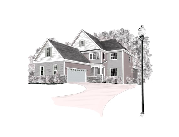 Custom Pen Ink House Portrait – Church Building Artwork (11 x 14 Mat)