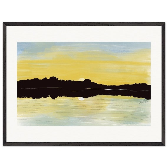 Sunset Reflections Lake Painting, Beautiful Water Art for Relaxing Home Vibes, Ideal Gift for Art Enthusiasts