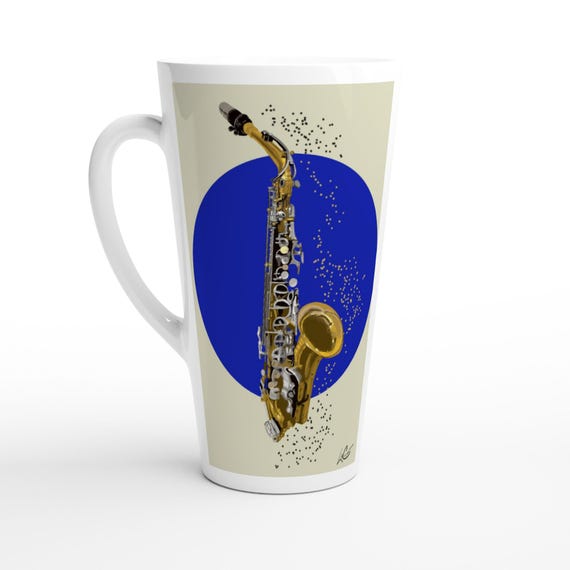 Saxophone 17oz Ceramic Mug – Jazz Music Lover Gift
