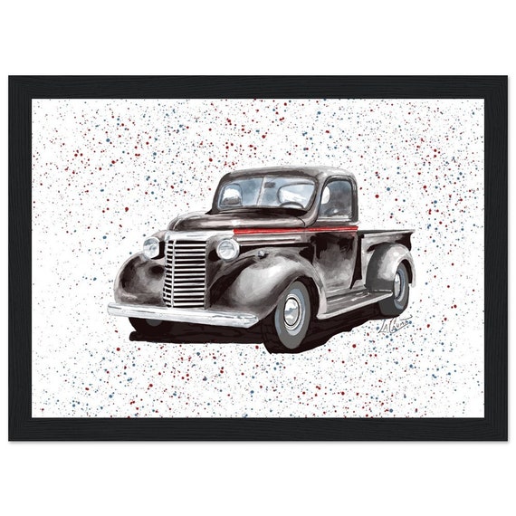 Retro Style Chevy Pickup Print - Ideal Gift for Classic Car Lovers, museum quality Matte Poster paper. Great gift idea.