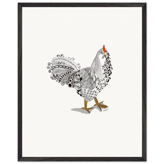 Elegant Chicken Artwork in a Stunning Frame - Ideal Gift for Bird Lovers
