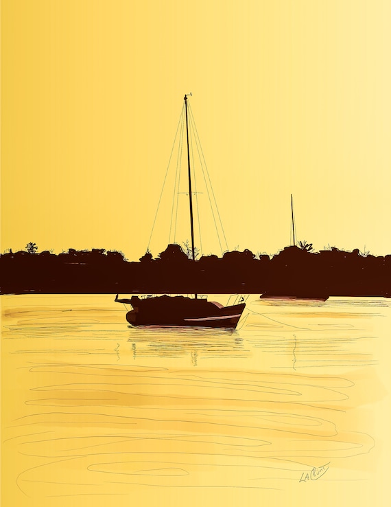 Tranquil Seascape: Stunning 11x14 Matted Print by LaCount Anderson - Ideal for Sunset Lovers