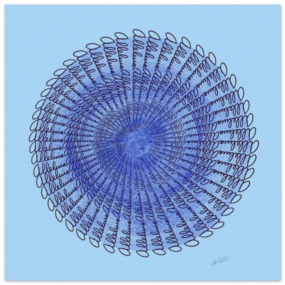 Alleluia Ink Drawing: Religious Art Poster, Matte Paper