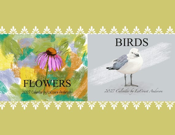 2027 Floral Art & Bird Wall Calendars –choose one or both.  Save on two - SAVE20
