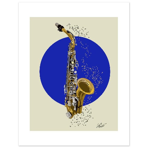 Jazz Saxophone Wall Art – Musical Instrument Print- unframed