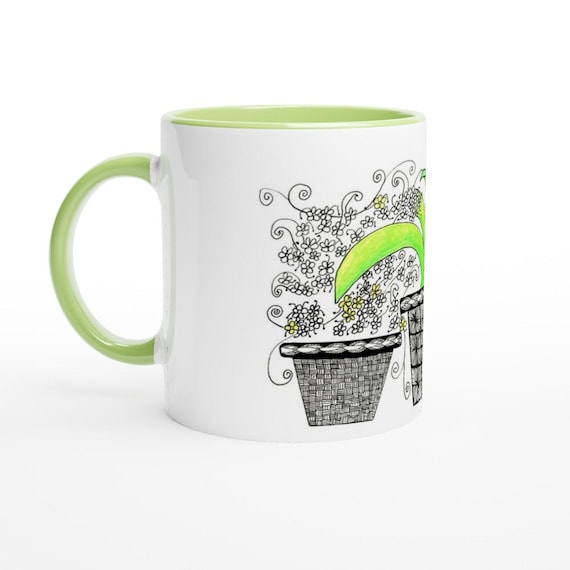 Flower garden coffee mug.Cool work from home item or thanks mom gift. This botanical mug is a perfect babysitter gift.