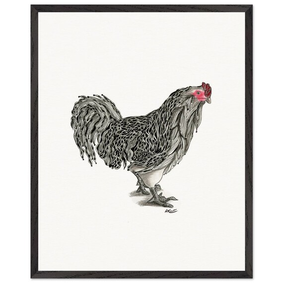 Whimsical Chicken Portrait in Frame - Perfect Gift for Chicken Enthusiasts