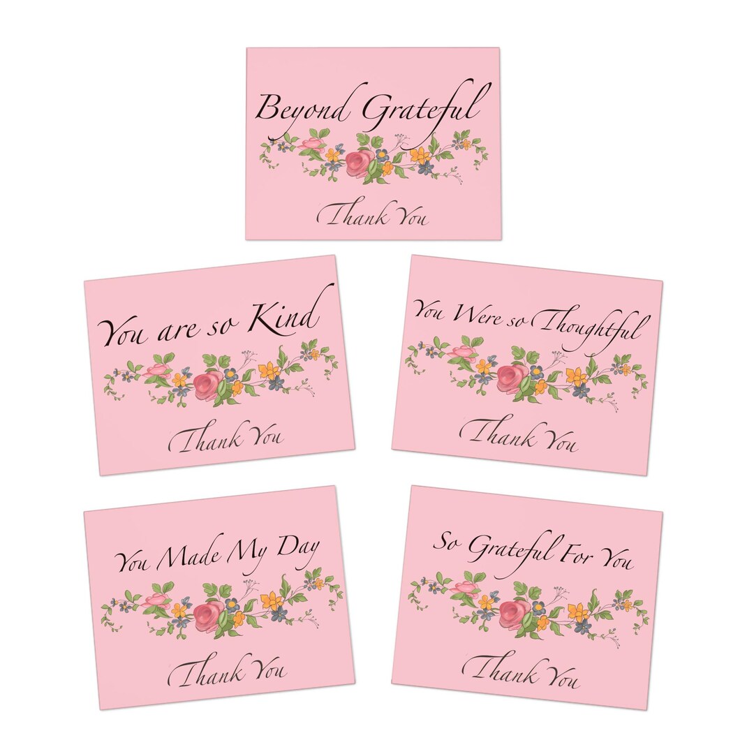 Vintage Pink Botanical Art Greeting Cards 5-pack - Etsy