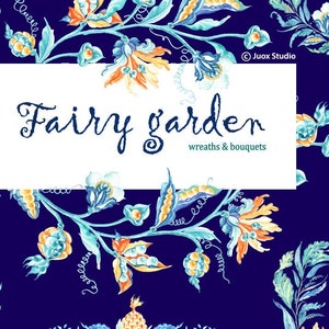 pineapple Garden wonderland stickers Fairy Flowers Wedding invitation Watercolor Painting Clipart digital frames /& bouquets