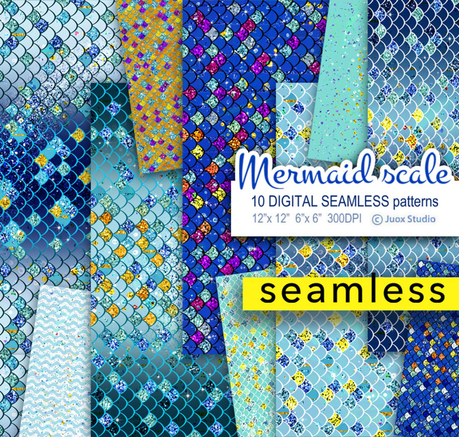 10 Seamless only JPG Mermaids scale patterns Watercolor paper Etsy