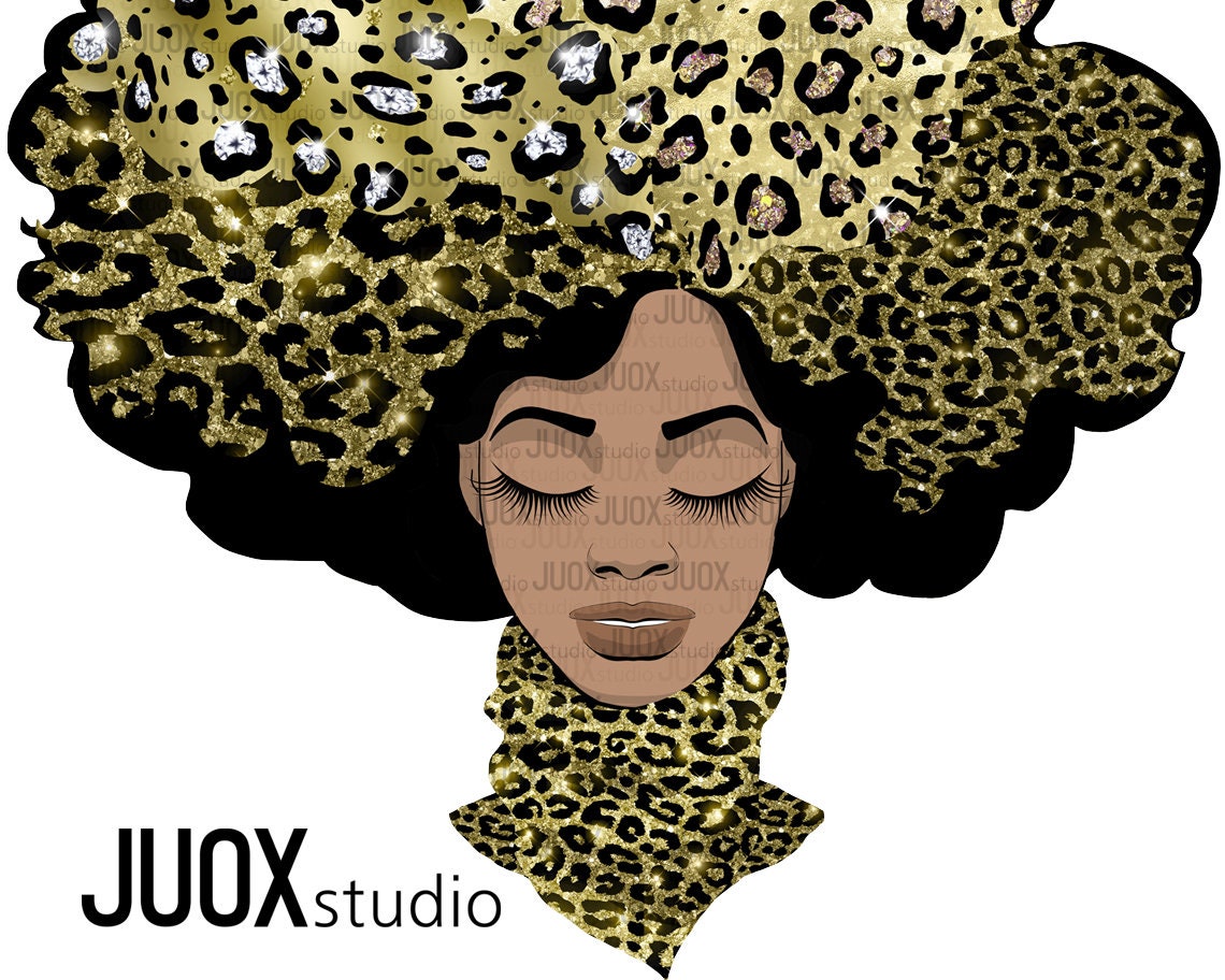 African American girl woman portrait PNG JPG SVG | Etsy