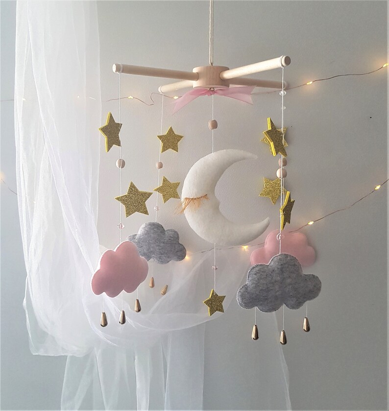 Moon and Stars Mobile Mobile Nursery Cloud and Moon Baby Etsy