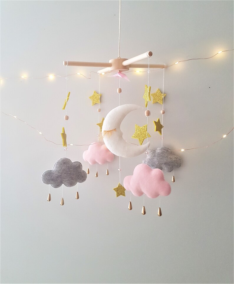 Moon and Stars Mobile Mobile Nursery Cloud and Moon Baby Etsy