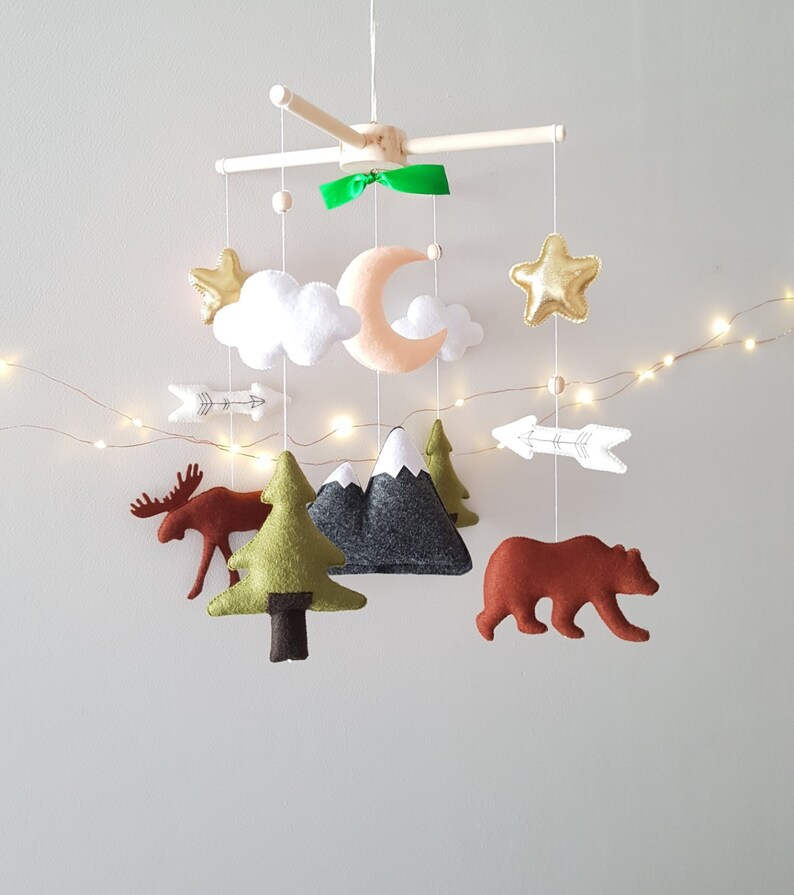 Woodland Animals Baby Mobile Mountain Nursery Mobile Forest Etsy