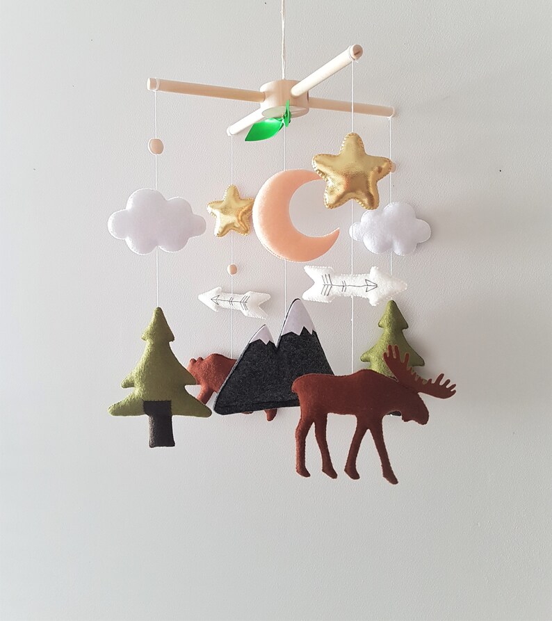 Woodland Animals Baby Mobile Mountain Nursery Mobile Forest Etsy