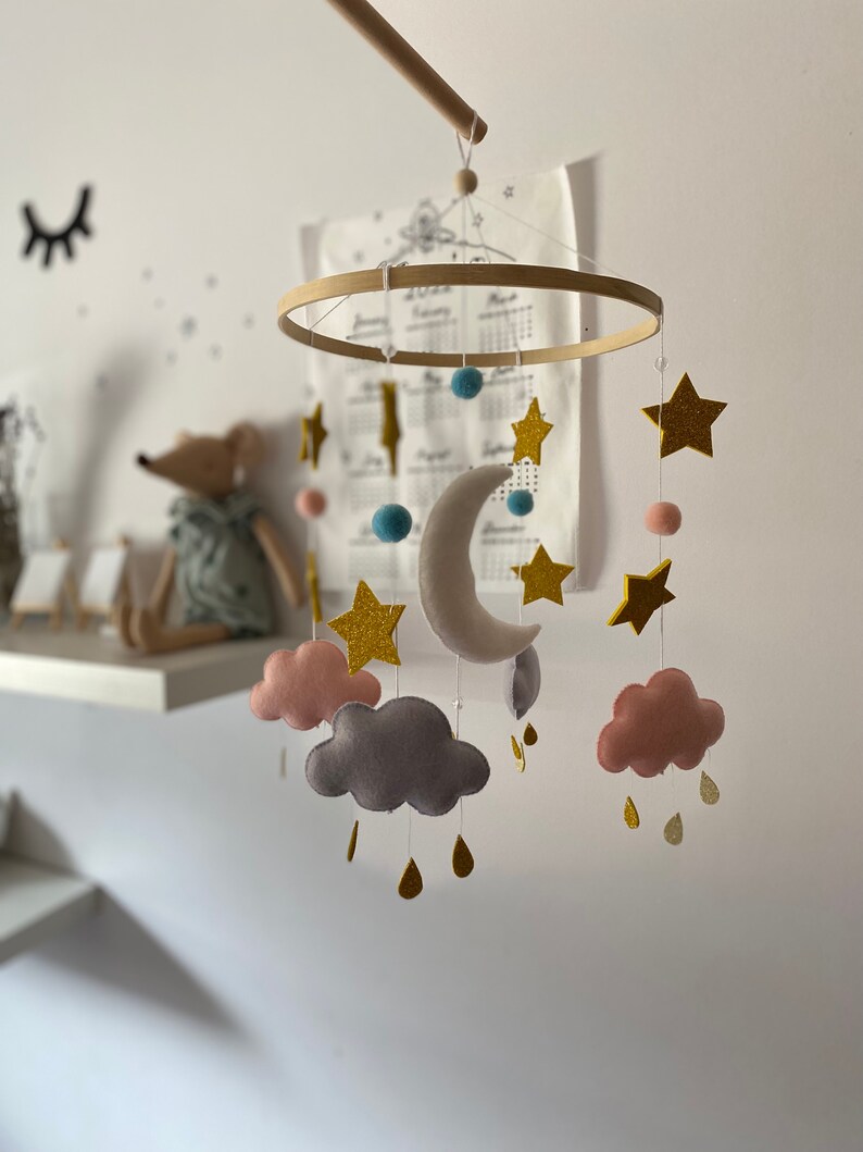 Moon and Stars Mobile Mobile Nursery Cloud and Moon Baby Etsy